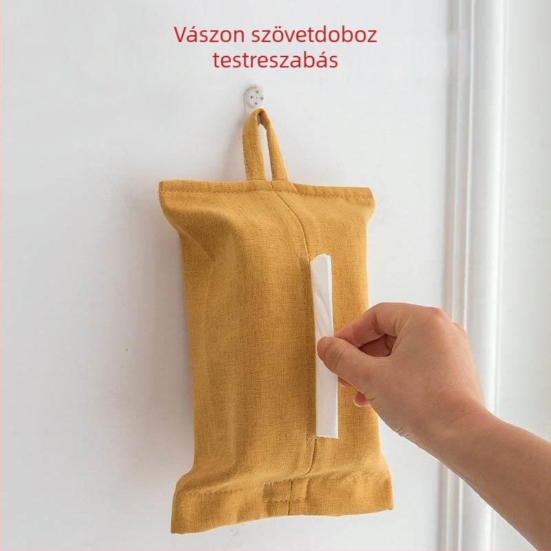 Vászonból készült szalvétatartó, falra szerelhető, textil mintás autóhoz és otthonhoz