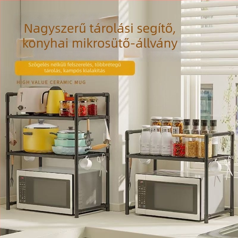Többszintes mikrohullámú sütő tároló, konyhai fűszer rendező