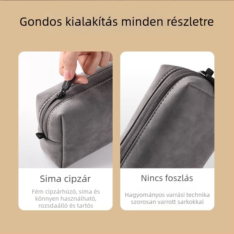 PU kocka alakú töltő- és technikai kiegészítő tároló táska utazáshoz, hely a power banknak, USB‑meghajtónak, egérnek, kábeleknek és kozmetikumoknak