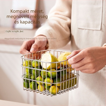 304 rozsdamentes acél leeresztőkosár zöldségek és gyümölcsök mosásához, konyhai leeresztő kosár, gyömbér és fokhagyma tároló