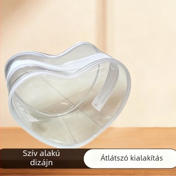 Szív alakú PVC kozmetikai és mindennapi tároló táska, por- és vízálló, letisztult dizájn