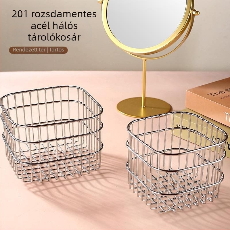 Kozmetikai tároló 201-es rozsdamentes acélból, kék, otthoni rendezés, koreai stílus