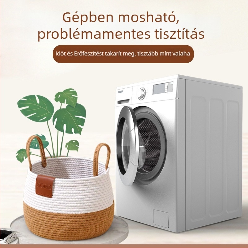 Quality Wisdom Pamutkötélből készült ruháskosár hálószobába – modern, egyszerű tároló