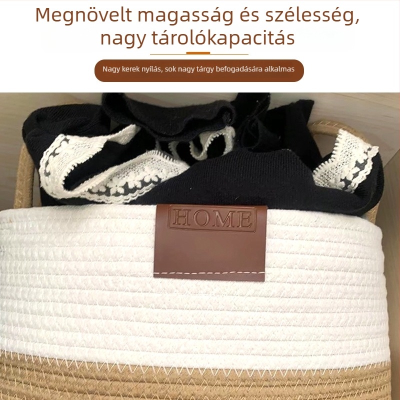 Quality Wisdom Pamutkötélből készült ruháskosár hálószobába – modern, egyszerű tároló