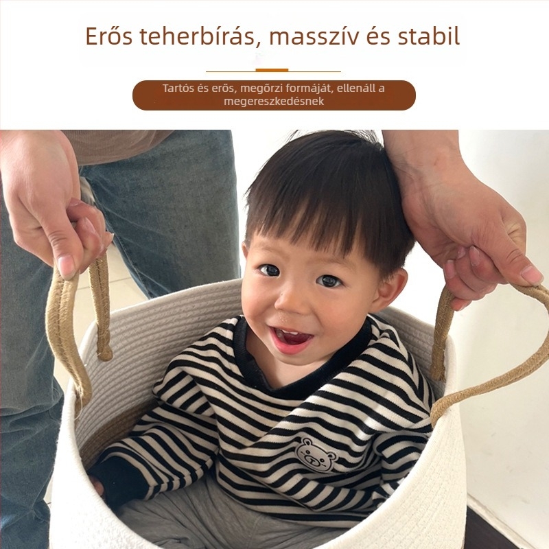 Quality Wisdom Pamutkötélből készült ruháskosár hálószobába – modern, egyszerű tároló