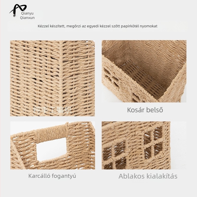 Fali rattan tároló kosár – fonott, függő tároló a nappaliba virágokhoz és játékokhoz