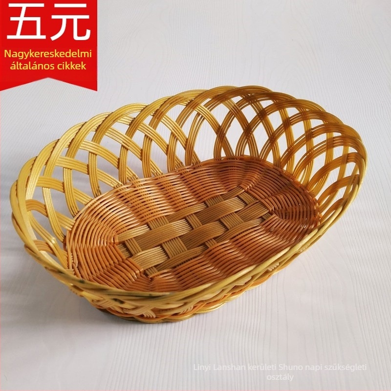 Hosszú fonott rattan tárolókosár