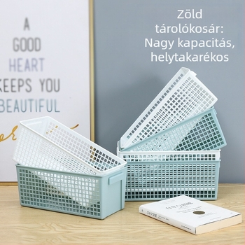 Irodai tároló kosár, téglalap alakú, műanyag, minimalist stílus