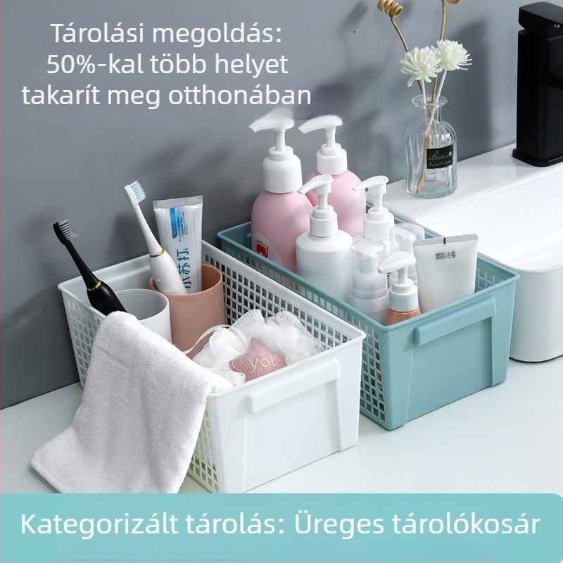 Irodai tároló kosár, téglalap alakú, műanyag, minimalist stílus