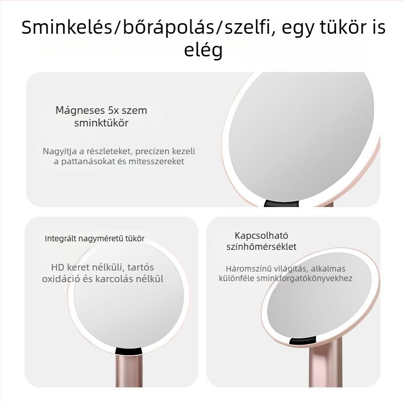 LED sminktükör mozgásérzékelővel и világítással, asztali kivitel