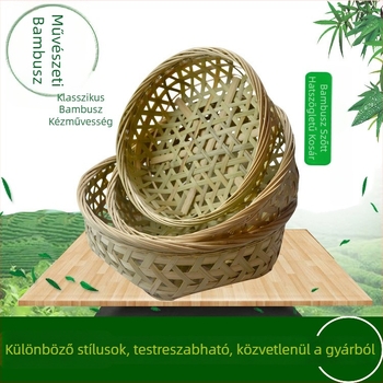 Yizhutang kézzel font hatszögletű bambusz kosár gyümölcs- és zöldségkosárhoz, természetes bambusz, modern minimalist dizájn; átmérők: 19, 23, 26, 28 és 30 cm; készletek: 3 darab (19/23/26 cm), 2 darab (28/30 cm), 5-darabos készlet.