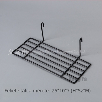 Műanyag bevonatú vasdrótos tál, hálós polccal fotófalhoz és tároló kosárral