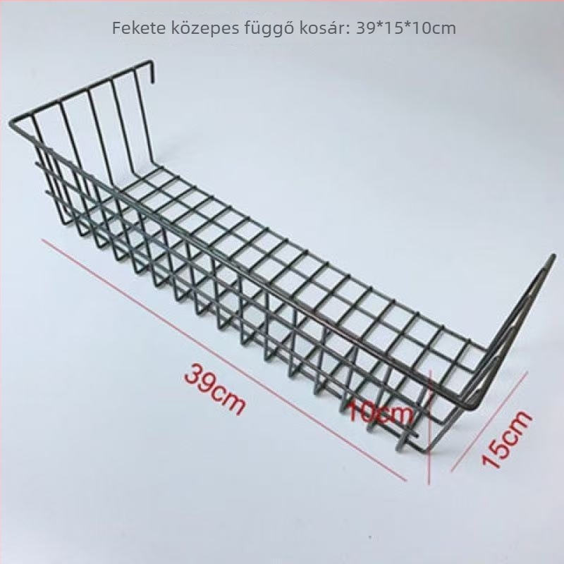 Fali dróthálós tároló fürdőszobába, furatok nélkül, polcok és akasztós kosarak
