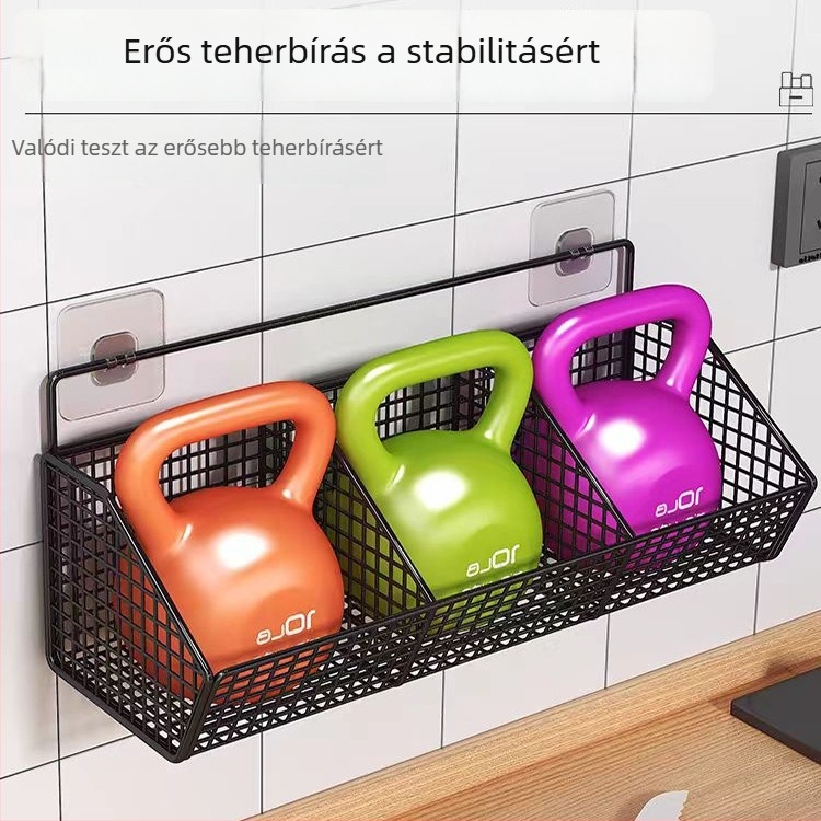 Gyömbér és fokhagyma függő kosár - falra szerelhető konyhai tároló, fúrás nélkül