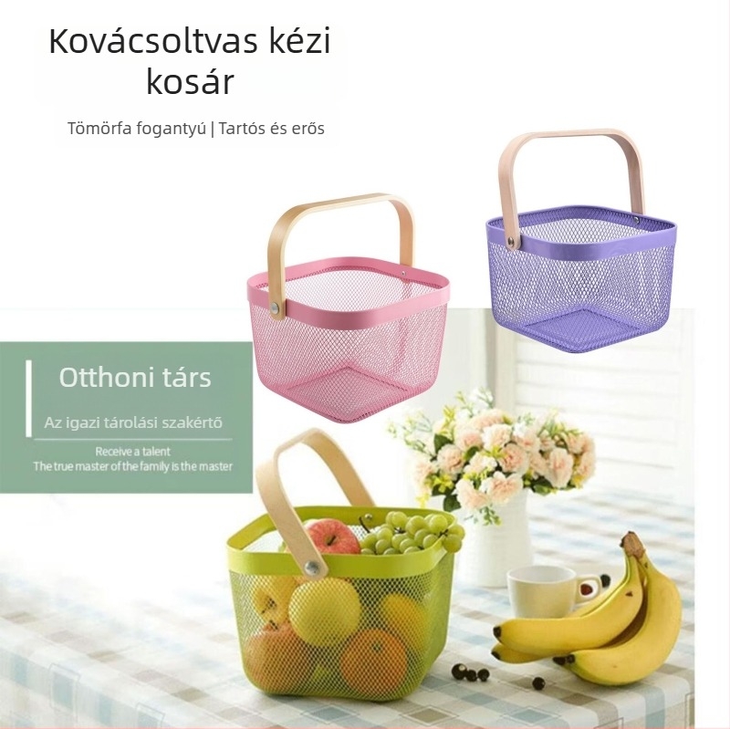 Négyszögletes kézben tartható tárolókosár