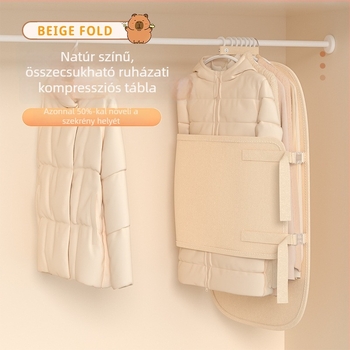 Ruhákhoz tömörítő tárolópanel porvédő huzattal, összecsukható textil tároló táska pehelykabátokra