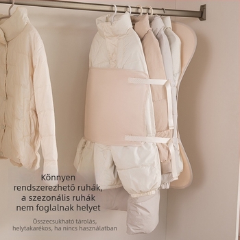 Porvédett, összehajtható szövetes tároló táska dzsekikhez, gardrób rendező és tömörítő panel