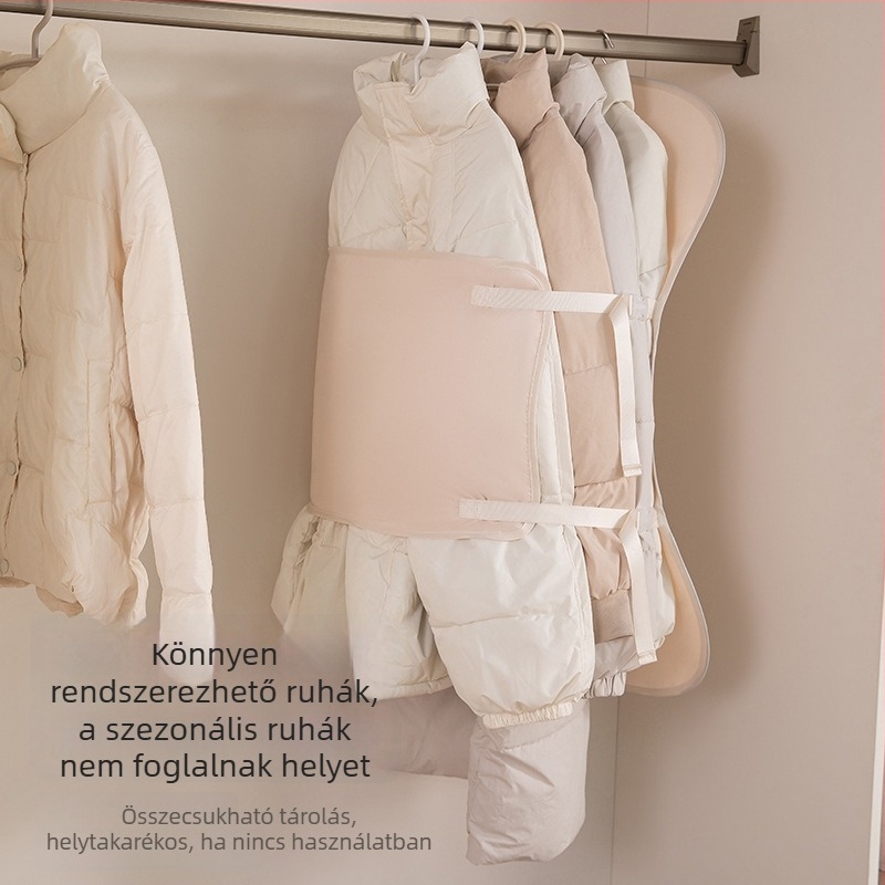 Porvédett, összehajtható szövetes tároló táska dzsekikhez, gardrób rendező és tömörítő panel