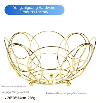Kovácsolt vasból készült kék gyümölcskosár, európai stílusú kör alakú dizájn, elektropolírozott felülettel, konyhai tároláshoz, modern minimalist stílus