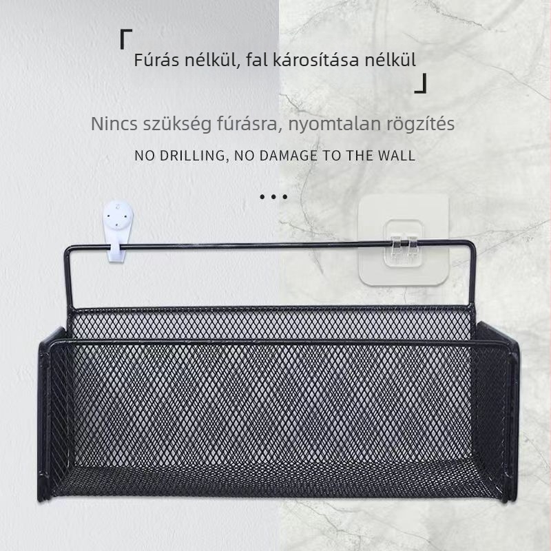Fúrás nélküli falra szerelhető tároló, fürdőszoba és konyha számára, asztali polc és tároló kosár