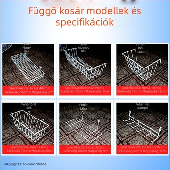 Bevonatos drótos falipolc kovácsoltvas stílusú akasztóval és tárolókosárral