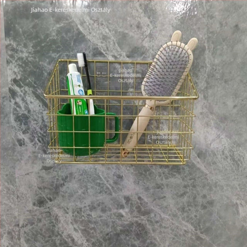 Kovácsoltvasból készült tárolókosár, asztali rendező a konyhához, kozmetikumok és nassolnivalók számára, minimalist design, falra szerelhető, furat nélkül