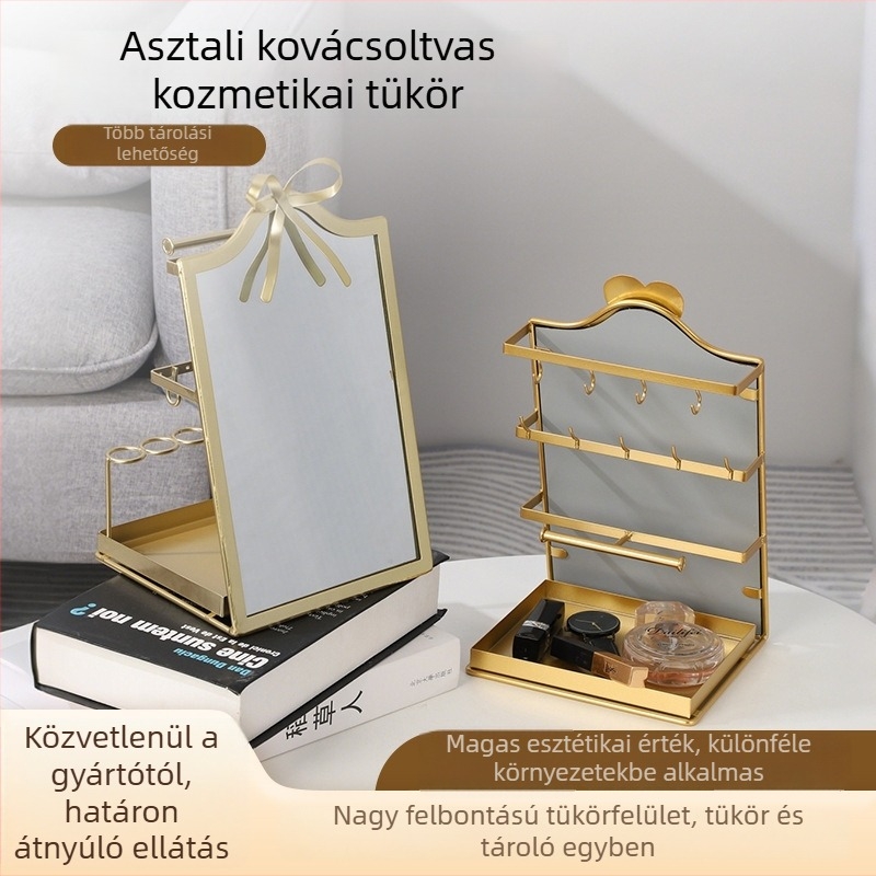 Európai stílusú asztali sminktükör női diákok számára, multifunkcionális dekoratív tükör