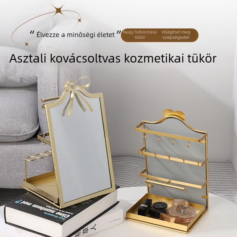 Európai stílusú asztali sminktükör női diákok számára, multifunkcionális dekoratív tükör