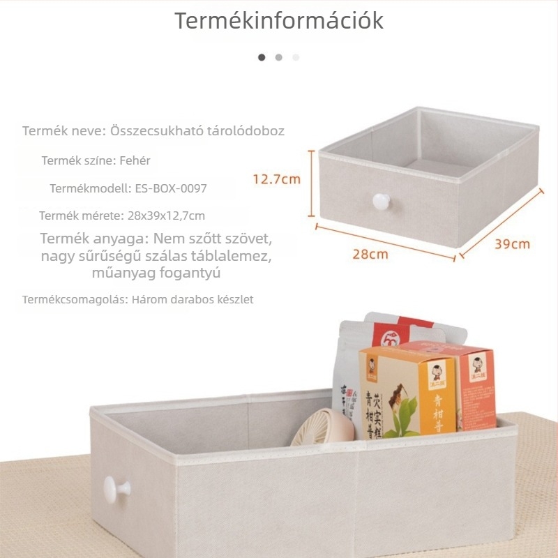 Összehajtható tároló doboz nem szőtt anyagból, nagy kapacitású, otthoni használatra, fiókos stílusú szervező