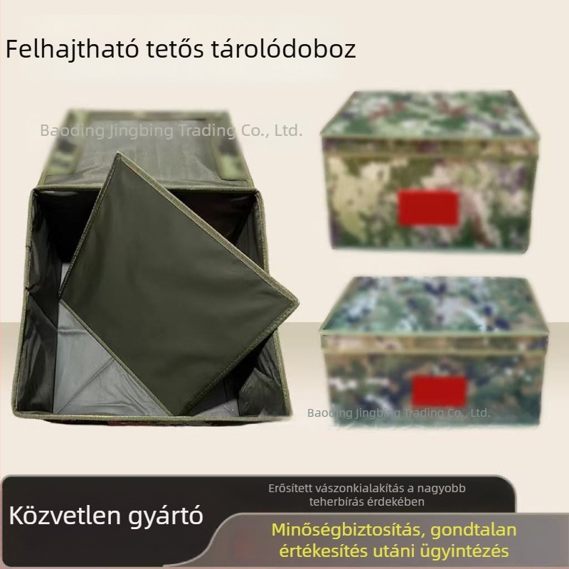 Kamufláž összecsukható tároló doboz – katonai kiképzésre és felszerelés rendezésére, zöld