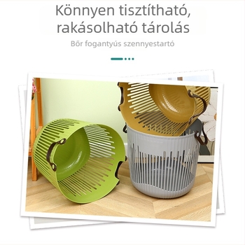 Műanyag ruhaszennyes kosár fogantyúval, fürdőszobai használatra – szennyes ruhák tárolására