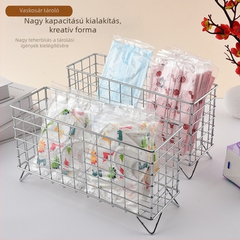 Kovácsoltvasból készült asztali tárolókosár kávékapszulákhoz és kozmetikumokhoz — Modell 013 — Minimalista stílus