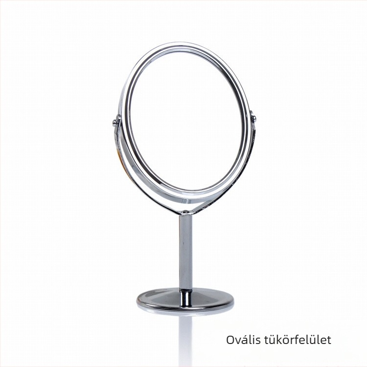Kétoldalas sminktükör, mini asztali, kör alakú, forgatható, ovális hercegnő-stílus