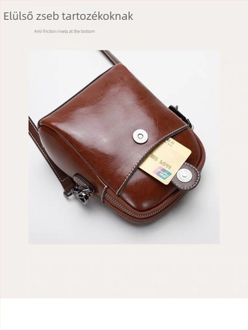 Női mini crossbody táska valódi bőrből, telefontartó zsebbel, kompakt négyszögletes dizájn
