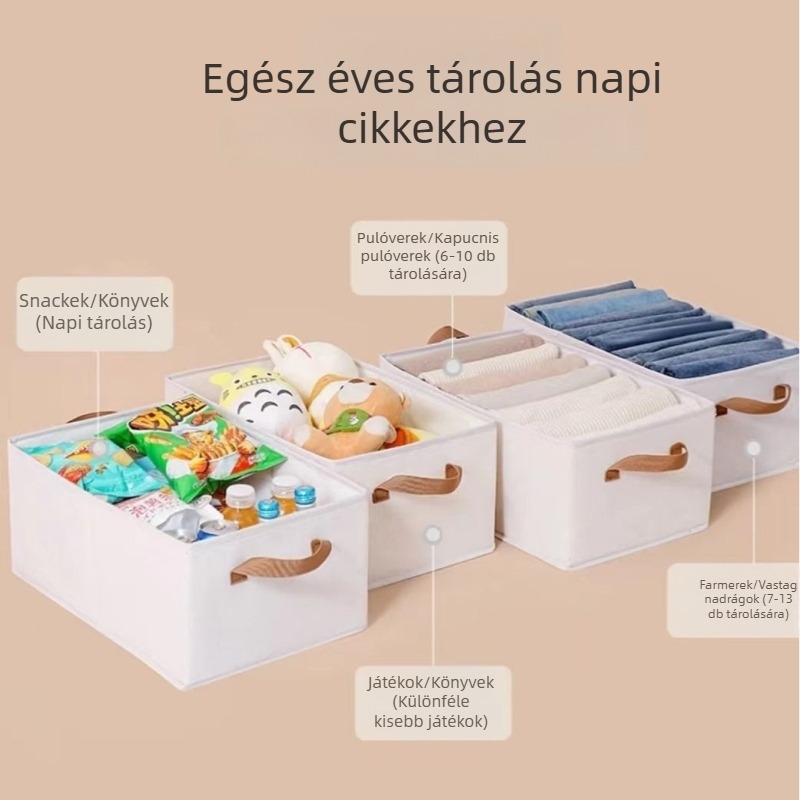 Összecsukható pamut–len tároló doboz ruhákhoz, fiókos gardrób szervező