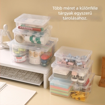 Átlátszó nagy négyzet alakú tároló doboz irodai asztalhoz és otthonhoz, dokumentumok rendezője