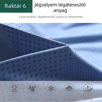 Férfi nyári Ice Silk anyagból készült póló, könnyű, lélegző, gyorsan száradó, rövid ujjú