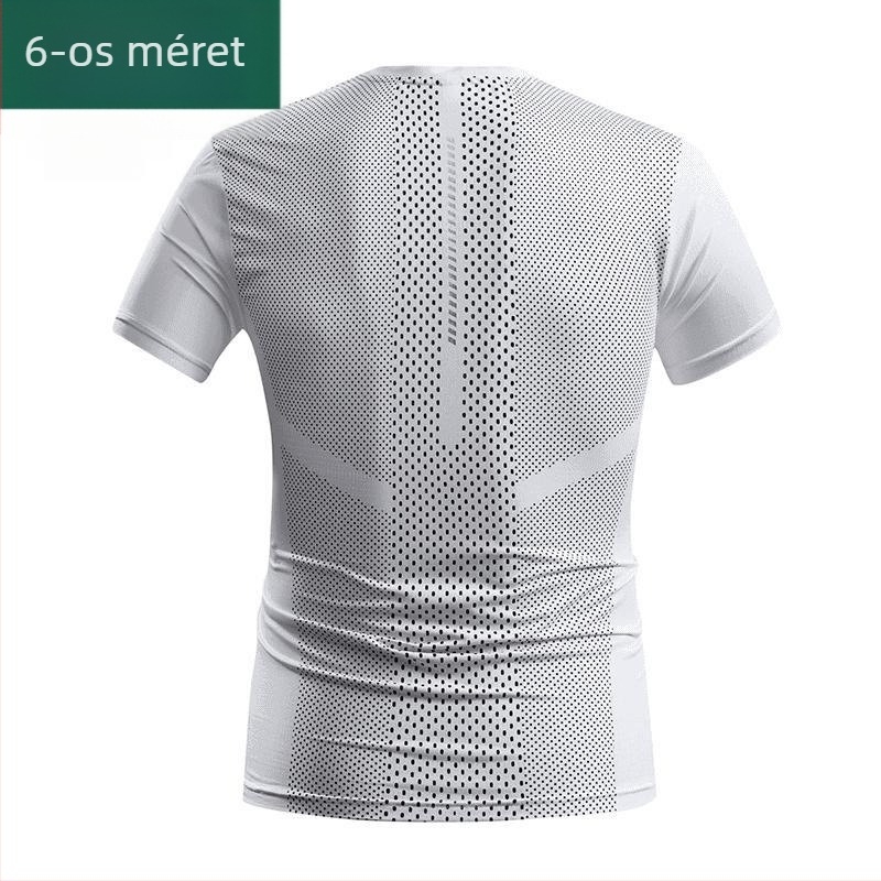 Férfi nyári Ice Silk anyagból készült póló, könnyű, lélegző, gyorsan száradó, rövid ujjú