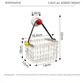 Fali törölközőtartó szívófejes rögzítéssel a fürdőszobába, vasból készült tárolókosár arctörölközőkhöz