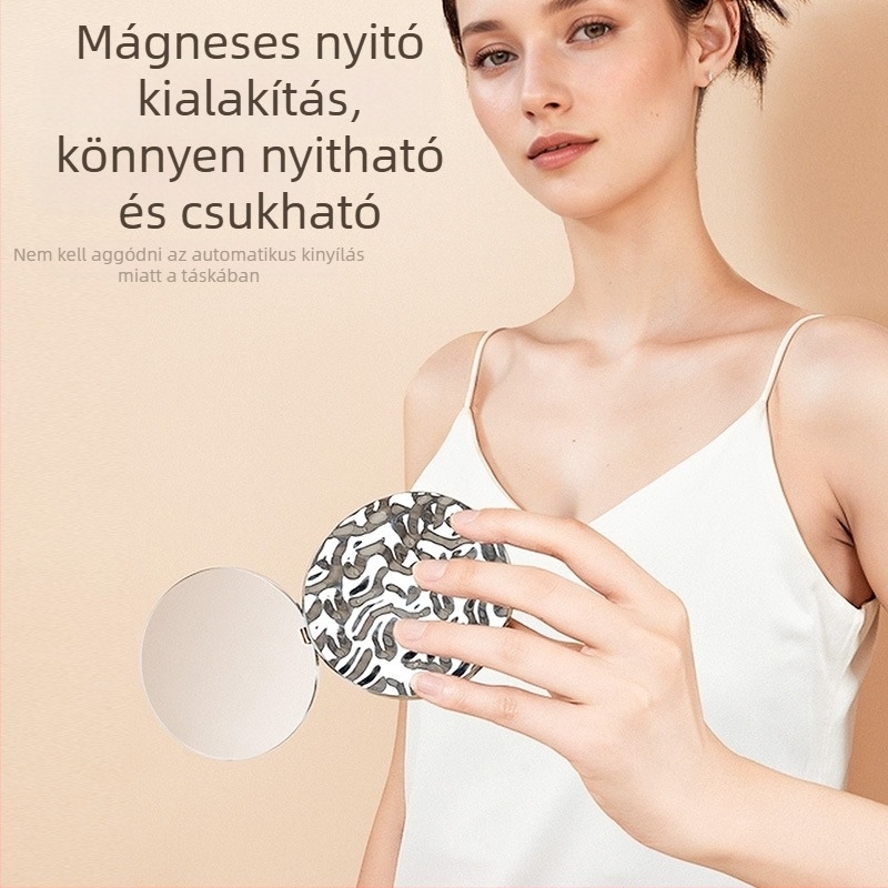 Kisméretű, kétoldalas, összecsukható sminktükör, cink ötvözetből, HD minőség