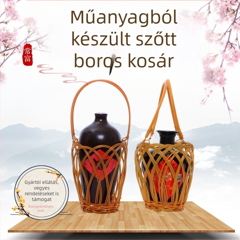 Készleten: Műanyag szövésű boros kosár, teherbírás akár 5 kg