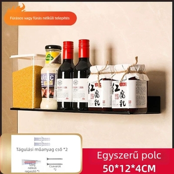 Fali konyhai fűszertartó polc, lyukasztás nélkül, keskeny polc olajnak, sóknak és ecetnek