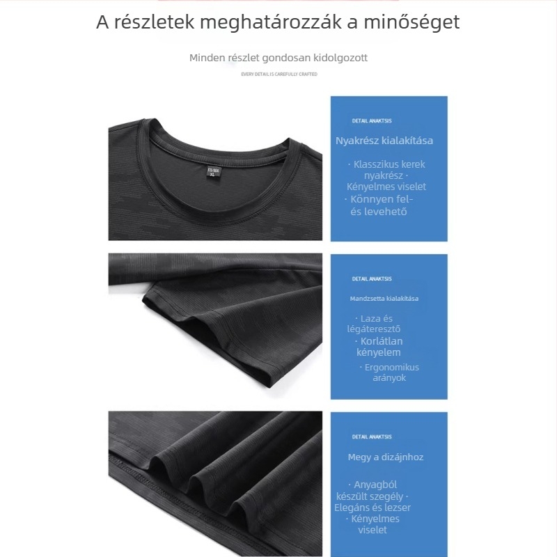 Férfi könnyű, gyorsan száradó rövid ujjú póló, camouflage minta, Ice Silk anyag, bő szabás, nyár