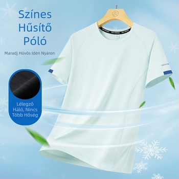 Férfi rövid ujjú póló, plusz méret, Ice Silk, gyorsan száradó, laza szabás, légáteresztő, vékony nyári felső