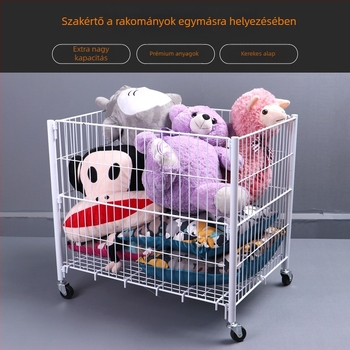 Hordozható vasból készült kiállító kocsi ruházati kosarakkal