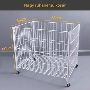 Hordozható vasból készült kiállító kocsi ruházati kosarakkal