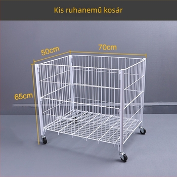 Hordozható vasból készült kiállító kocsi ruházati kosarakkal
