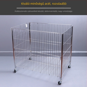 Hordozható vasból készült kiállító kocsi ruházati kosarakkal
