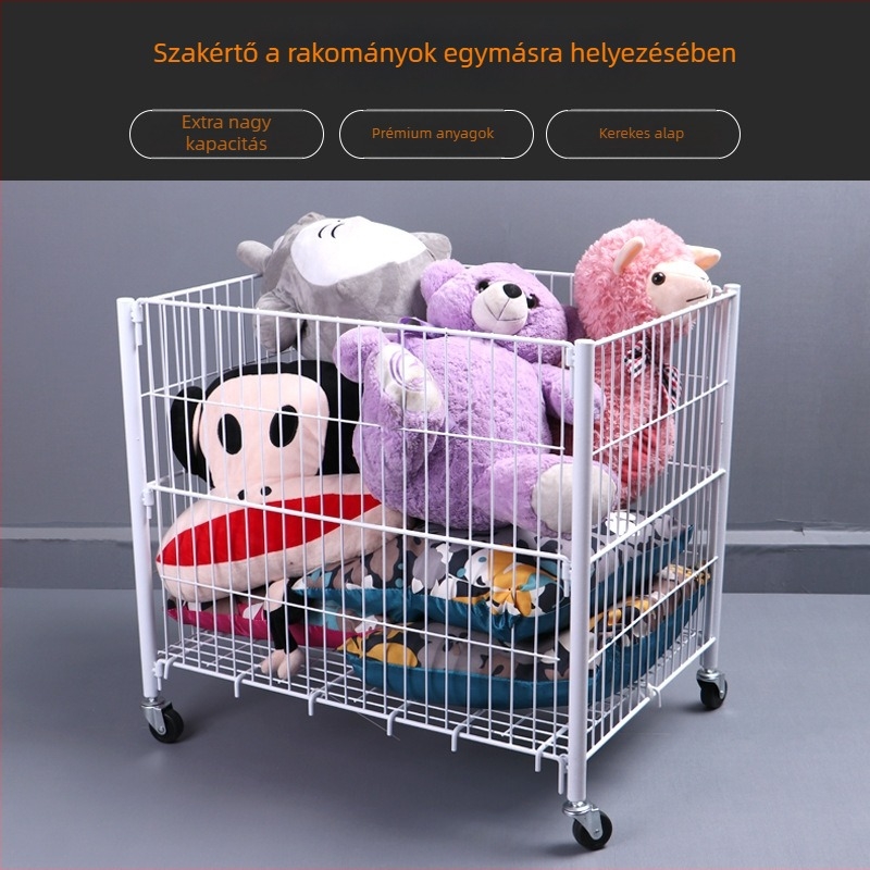 Hordozható vasból készült kiállító kocsi ruházati kosarakkal
