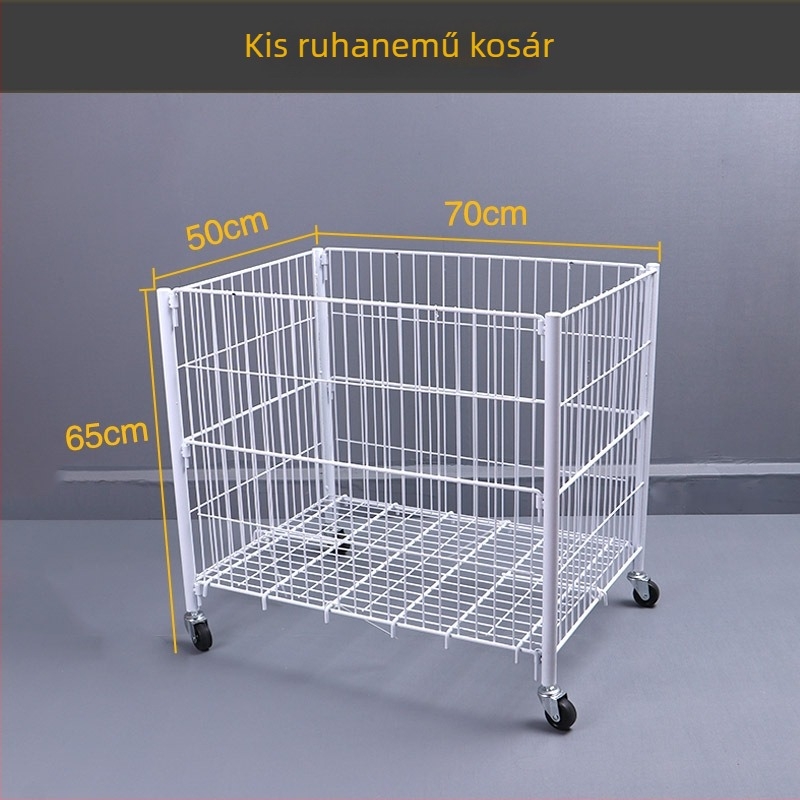 Hordozható vasból készült kiállító kocsi ruházati kosarakkal